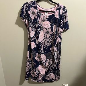 Petite Navy and Pink Floral Dress